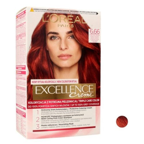 کیت رنگ مو شماره 6.66 لورال مدل اکسلانس رنگ قرمز پررنگ