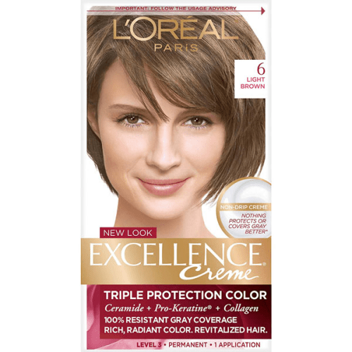 کیت رنگ موی لورال مدل اکسلانس شماره 6 رنگ قهوه ای روشن